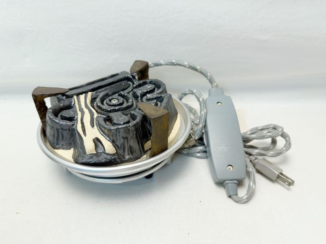 未使用 茶道具 釜師 佐藤清光造 唐銅朝鮮風炉釜 野々田電熱器 釜印 釜鐶付元箱