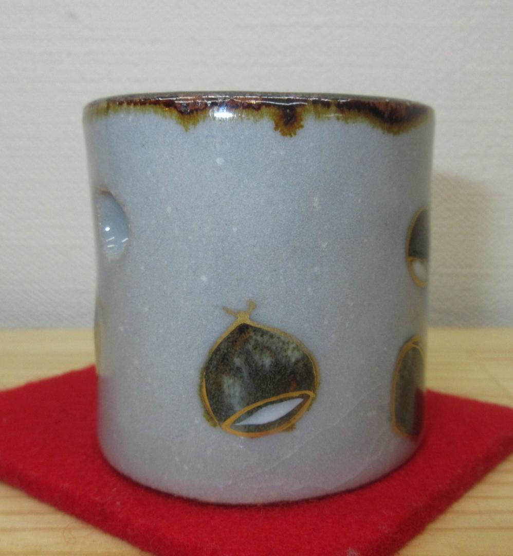 送料込【逢絢亭・新品】茶道具 蓋置 京焼 栗の形 山川敦司 共箱入り