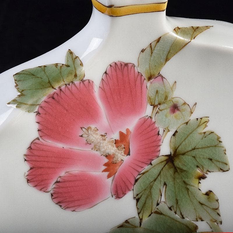 九谷焼　山田義明作　色絵　花文　小壷　共箱　M　R8949