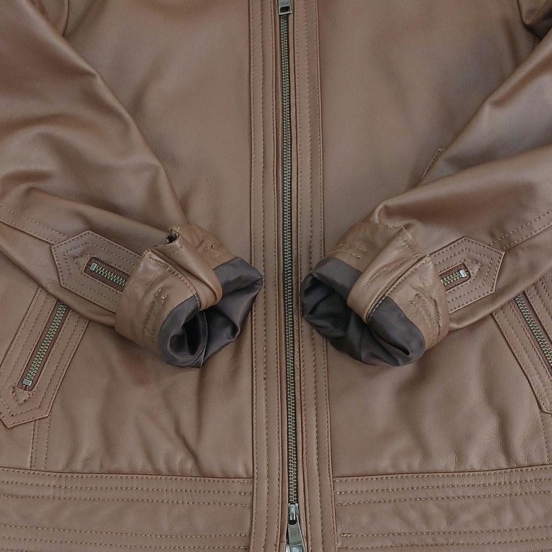 ✨美品✨LLサイズ✨ブラックレーベル　レザーライダース　ラビットファー　キャメル