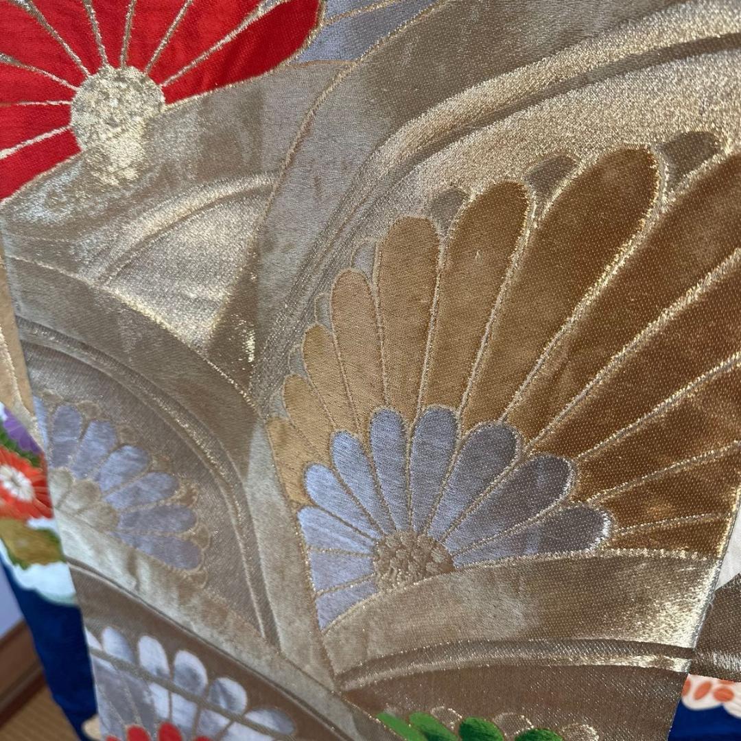 大正ロマンレトロ可愛い紺地×金駒刺繍♡振袖フルセット セミアンティーク 成人式