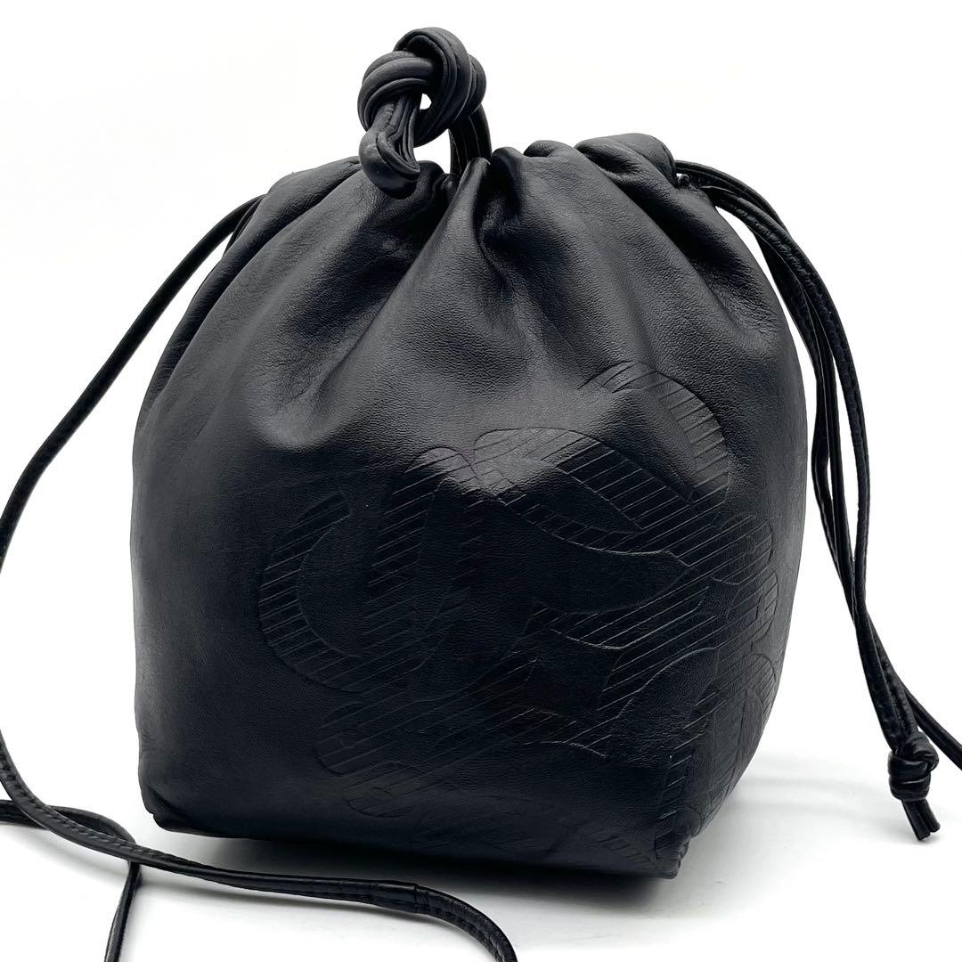 専用　ロエベ ショルダーバッグ 巾着 ナッパレザー アナグラム ネイビー