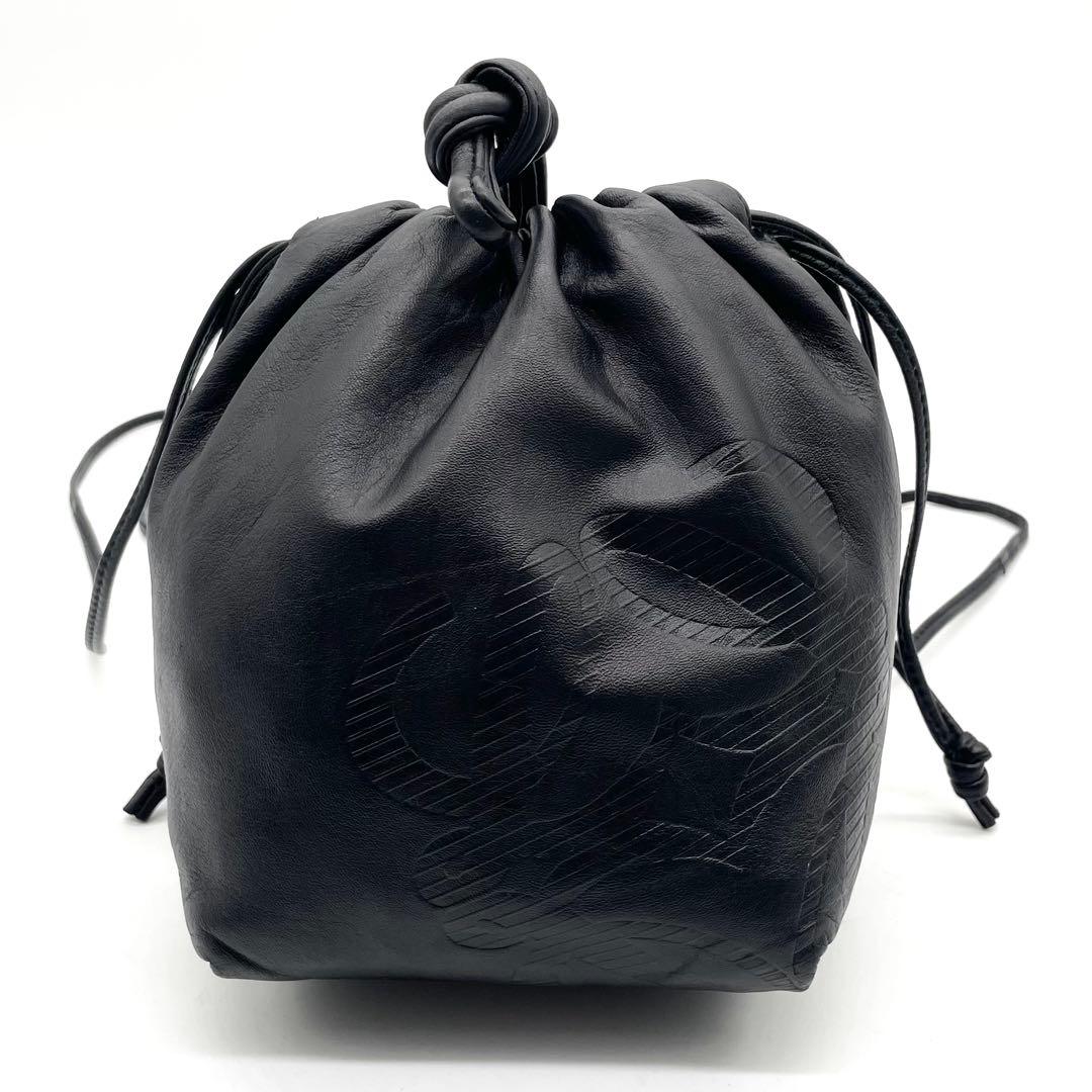 専用　ロエベ ショルダーバッグ 巾着 ナッパレザー アナグラム ネイビー