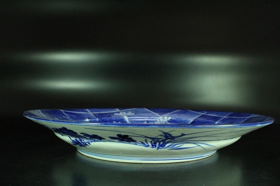 古美術 染付 花鳥紋 大皿 φ41.5cm(K-YC515)