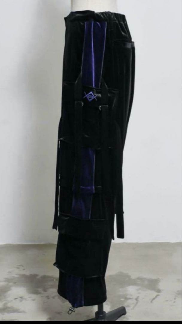 REFLEM/レフレム　2WAYワイド　ベロアカーゴパンツ　黒紫