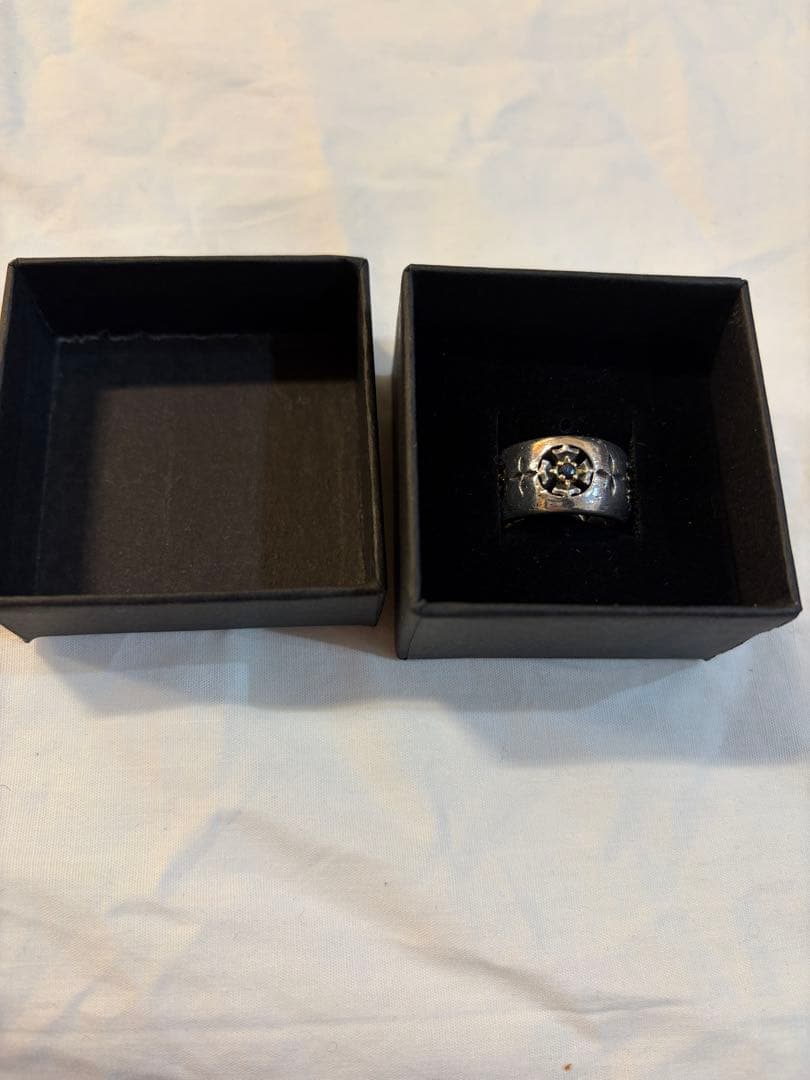 k18 サファイア5面透かし加工シルバー950ピンキーリング7号