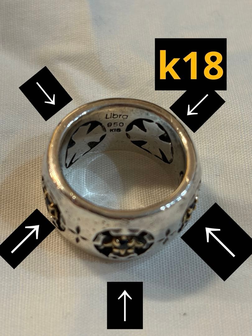 k18 サファイア5面透かし加工シルバー950ピンキーリング7号