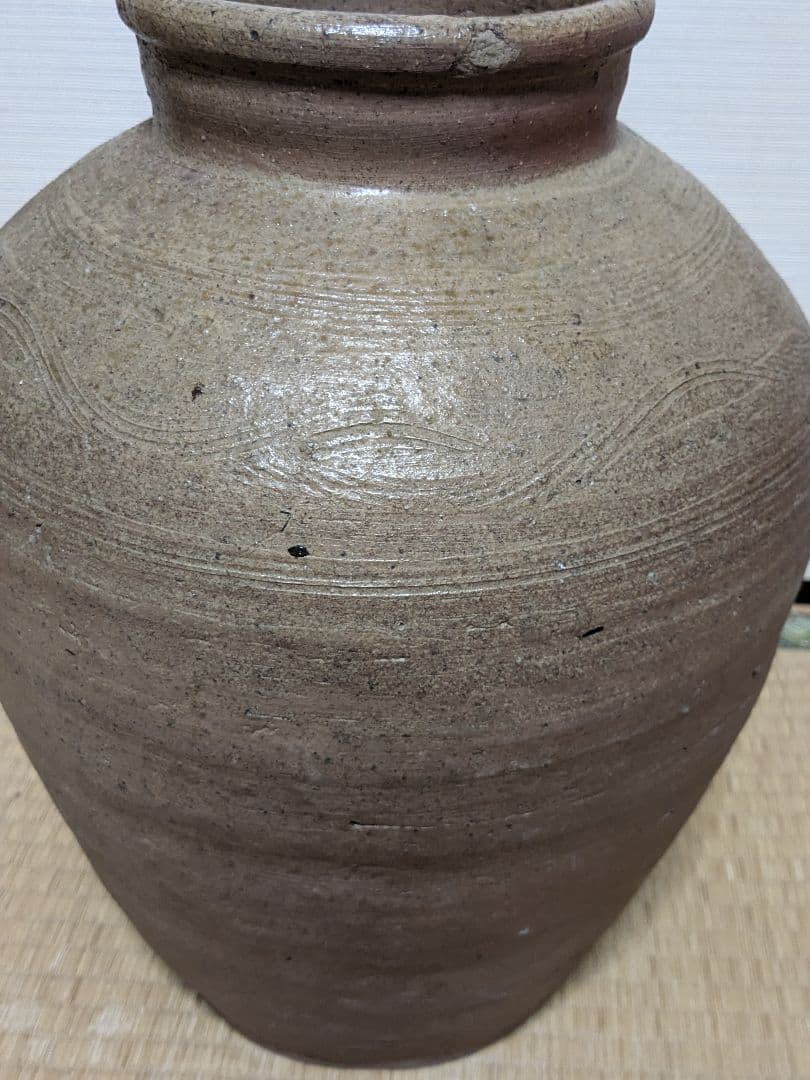 【超美品】室町時代 古備前 波状文壷 備前焼 壺 つぼ 花器 花入 置物 花瓶