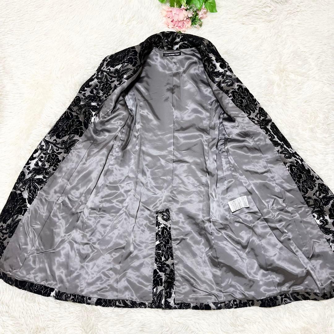 希少　ヴィヴィアンタム 総柄 ウールコート　ベロア　切替　異素材　刺繍　S