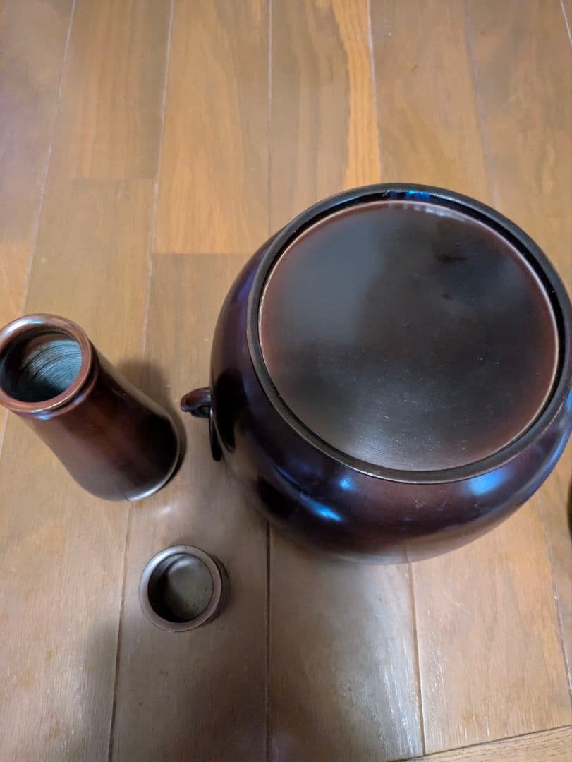 銅製茶釜セット 木製収納箱付き