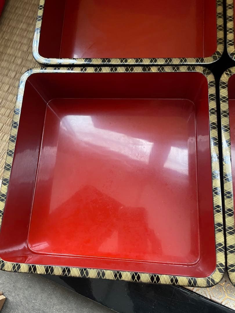 福久勝利 (造) 輪島塗 沈金　三段重 共箱 茶道具 会席 漆芸 木工芸