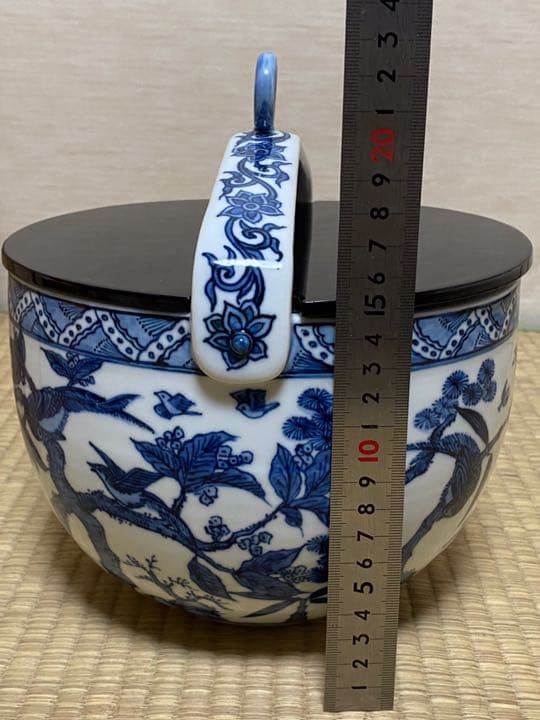 染付釣瓶水指(割れ蓋) 京都紫翠窯　西村徳泉