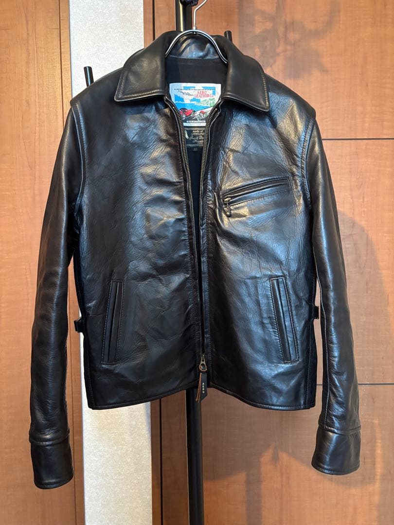AERO LEATHER　ハーフベルトSTFレザージャケット　32サイズ　黒