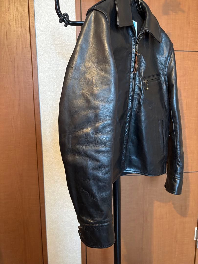 AERO LEATHER　ハーフベルトSTFレザージャケット　32サイズ　黒