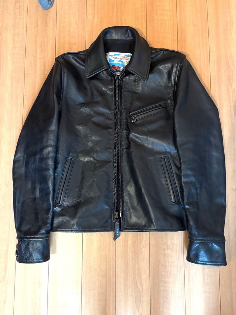 AERO LEATHER　ハーフベルトSTFレザージャケット　32サイズ　黒