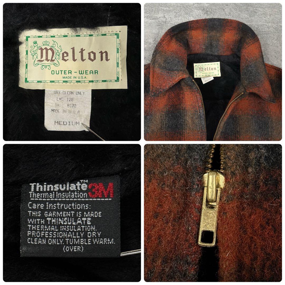 melton 70s ビンテージ USA製 オンブレ チェック ウールジャケット
