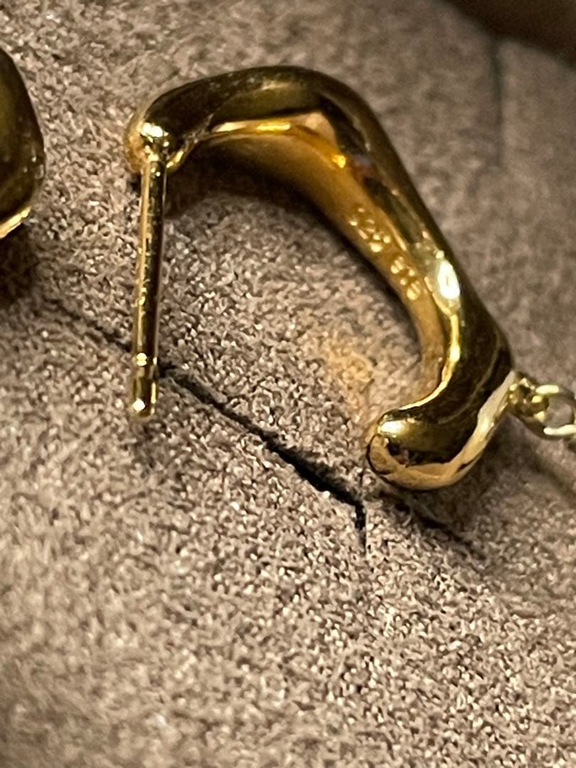 ete 淡水パール ポストK18 イエローコーティング ピアス キャッチなし