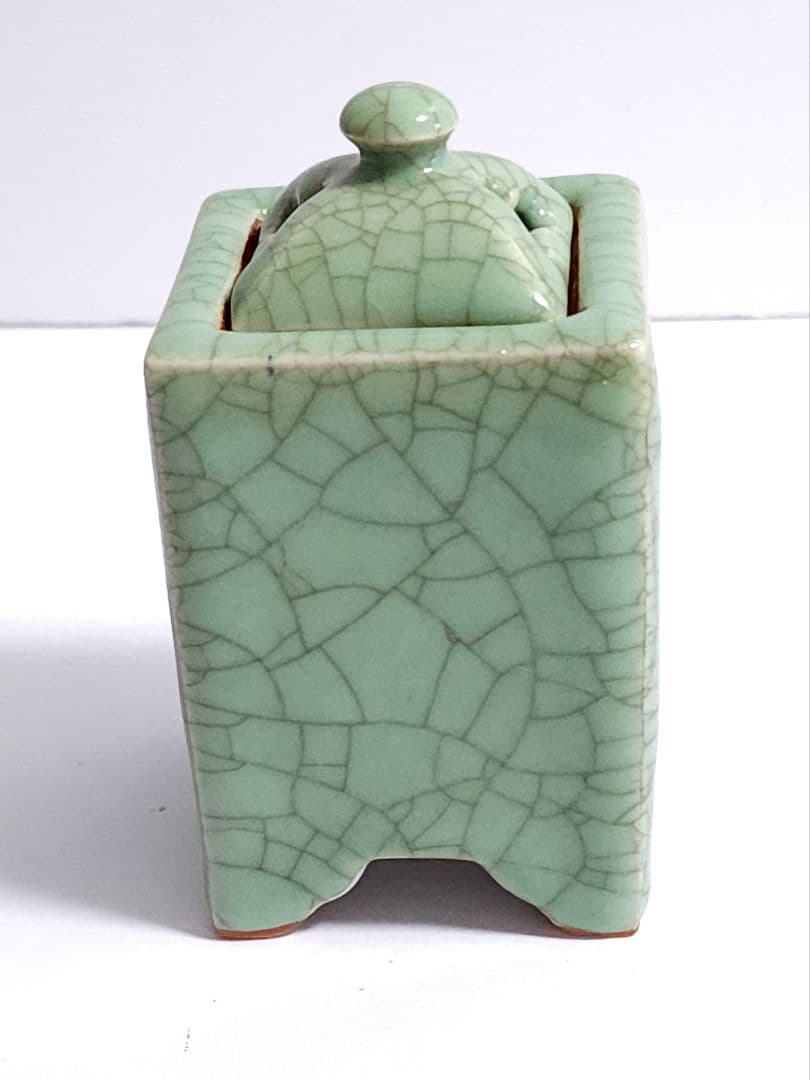 弓野窯 人間国宝 中島 宏 青磁香炉 共箱 共布 栞 未使用