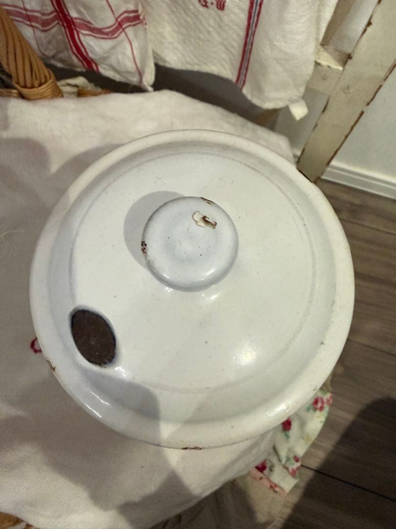 希少 フランスアンティーク　Tapioca ホーローキャニスター　繋ぎ目あり