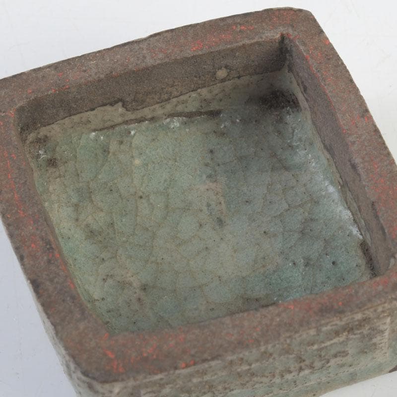 茶道具　青磁　蓋物　香合　梅木蒔絵蓋付　花押あり　時代箱　V　9493