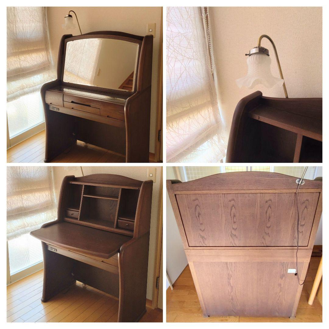 木製 ドレッサー ライティングビューロー デスク 鏡台 レトロ アンティーク