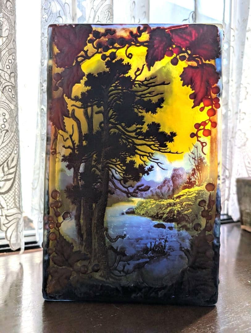 ガレ復刻品 カメオ彫り ガラス工芸品