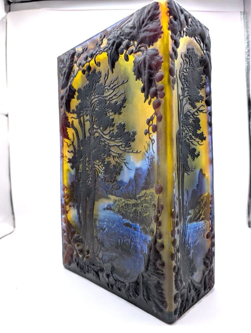 ガレ復刻品 カメオ彫り ガラス工芸品