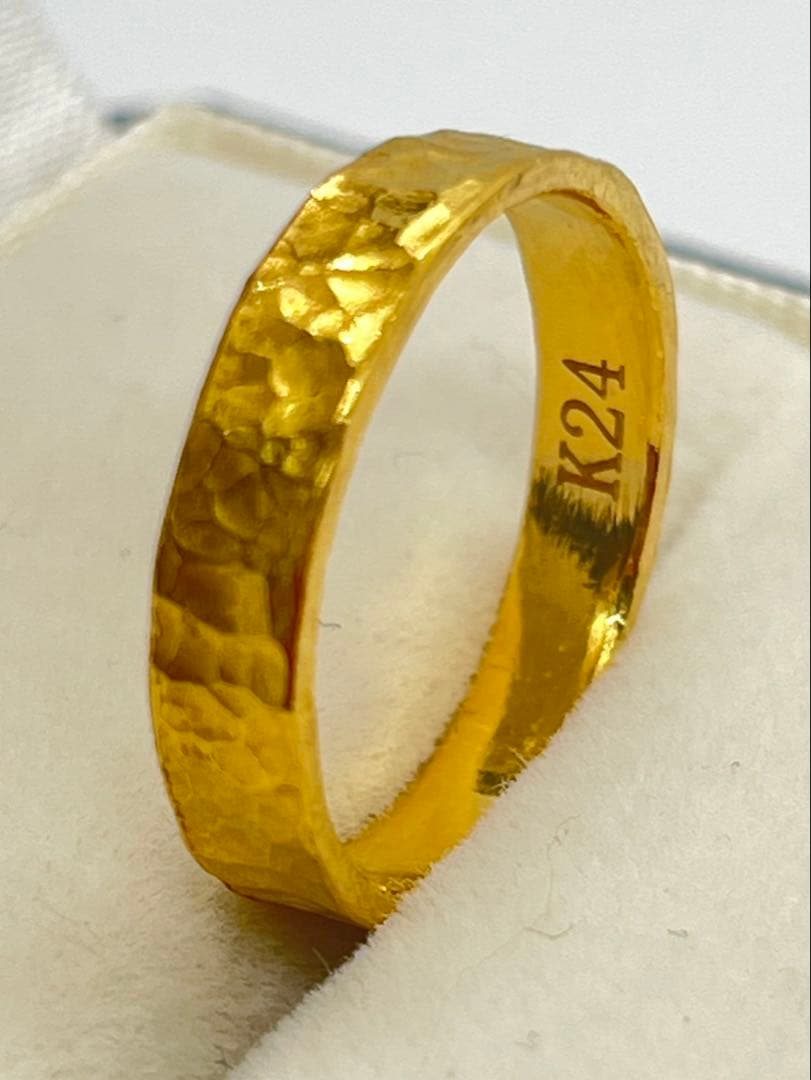 K24 純金 槌目リング 4.67g指輪 リング 刻印あり ハンドメイド
