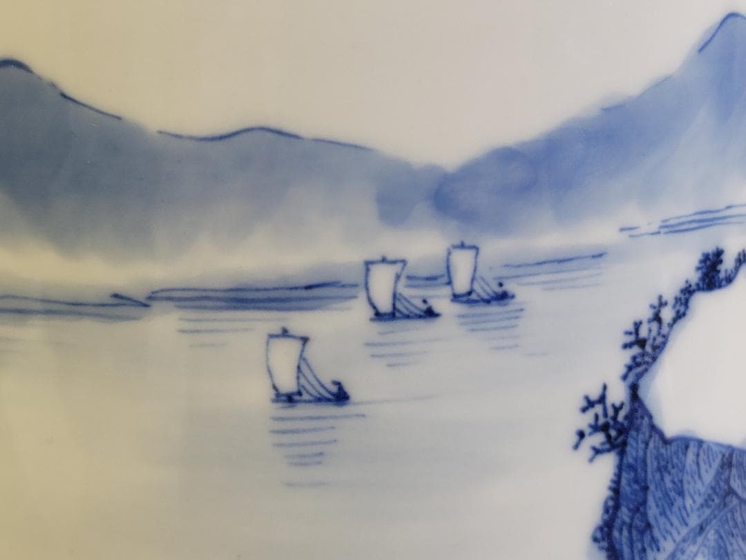 中国 染付 山水画 筆筒 光緒年製 書 文房具