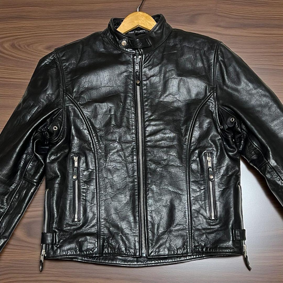 80s ヴィンテージ　FIRST 本革　シングルライダース キルティングライナー