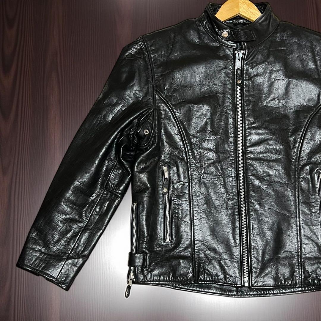 80s ヴィンテージ　FIRST 本革　シングルライダース キルティングライナー