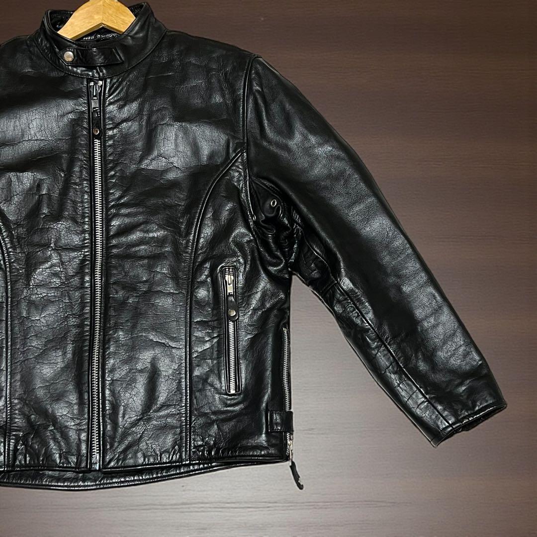 80s ヴィンテージ　FIRST 本革　シングルライダース キルティングライナー