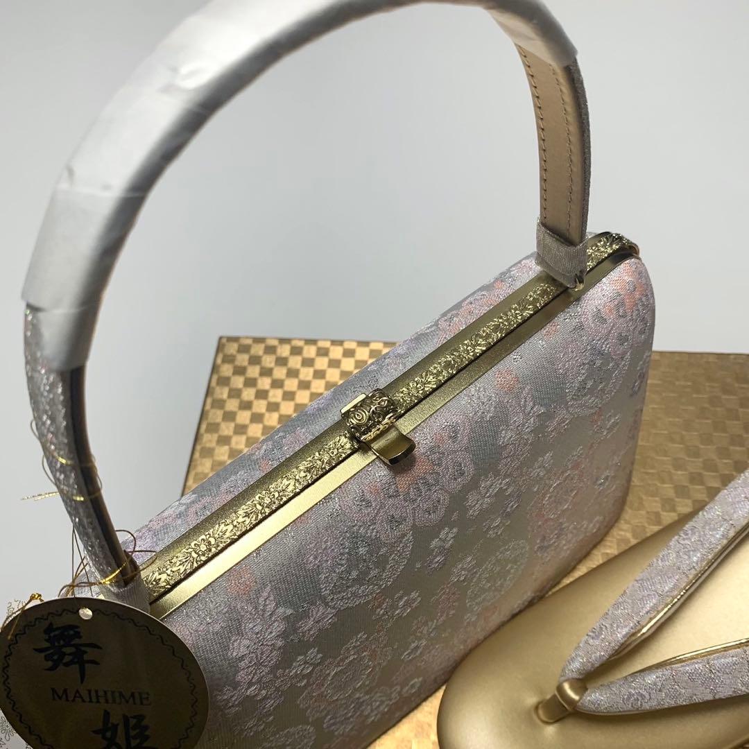 ◆うさうさ235◆新品　和装用バッグ草履のセット（ピンク・金色）