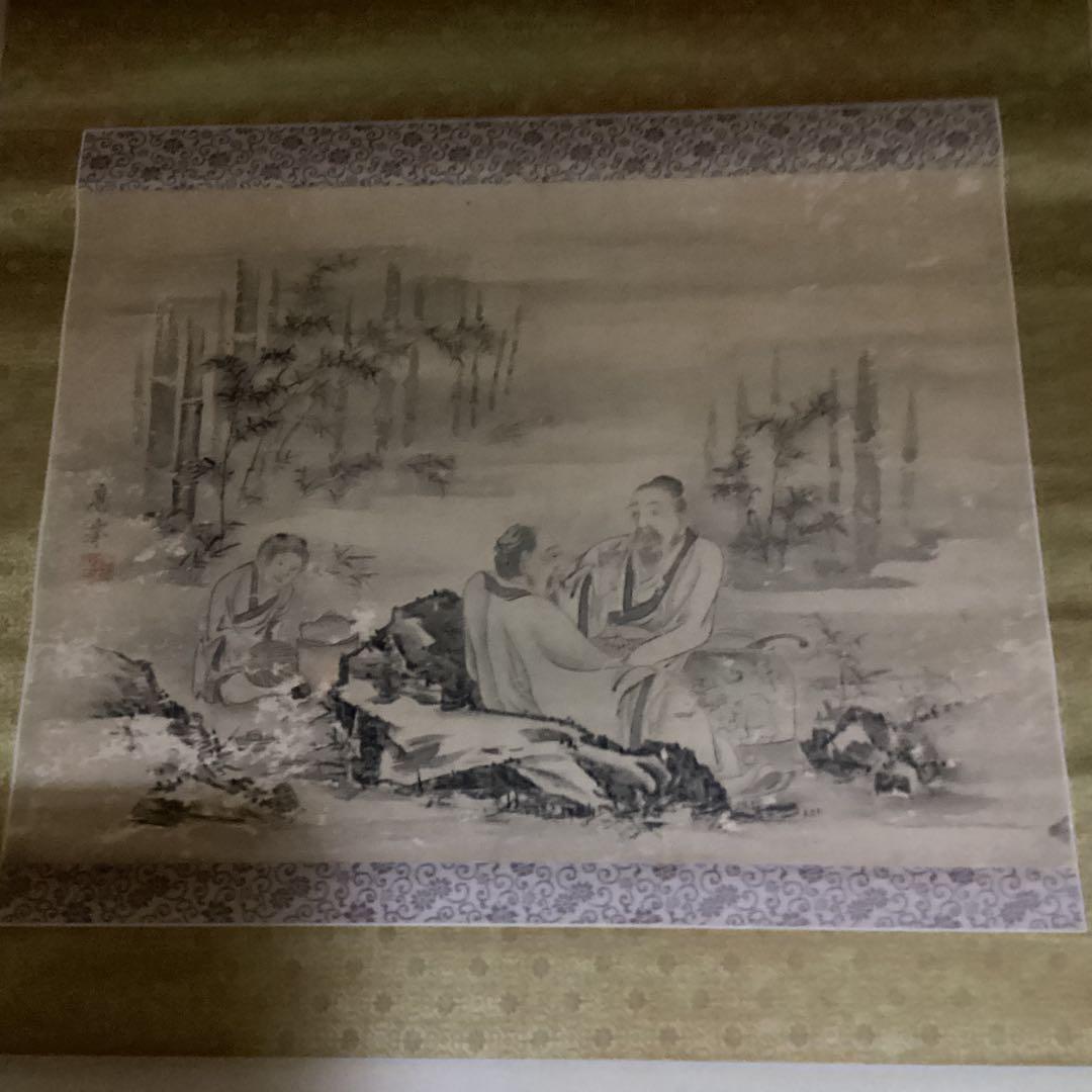 O-26 水墨画風掛軸 二幅　竹林七賢人　應挙