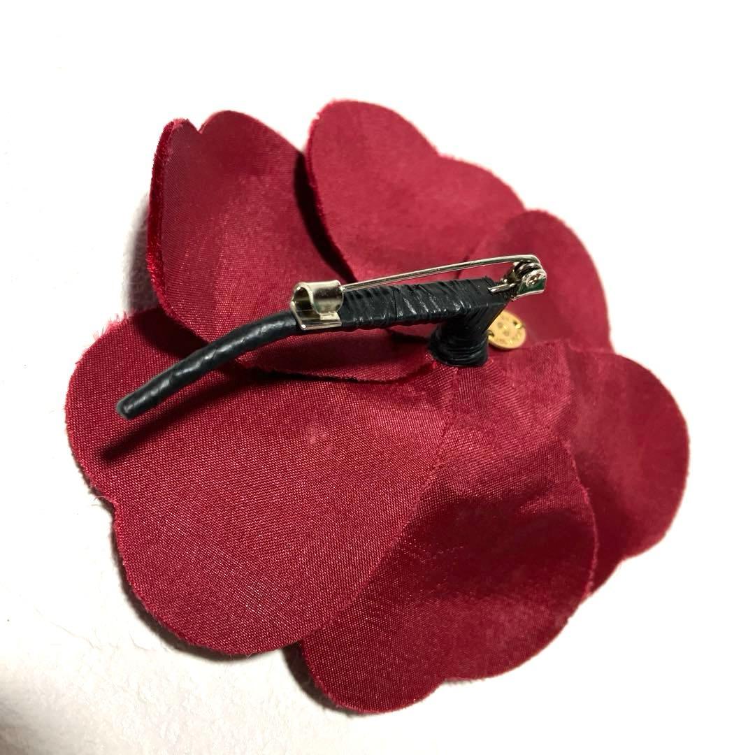 【ヴィンテージ】シャネル カメリア コサージュ ベロア ワインレッド