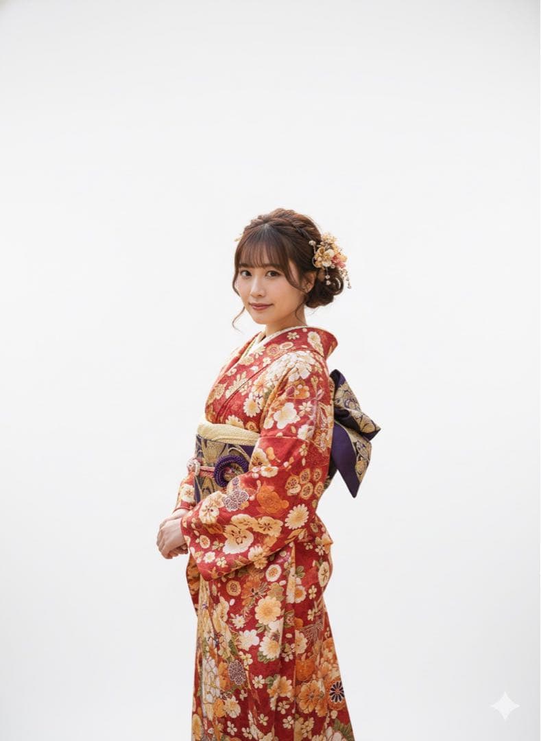 洗えるレディース二尺袖着物、華やかな色二尺袖着物　卒業式　着物