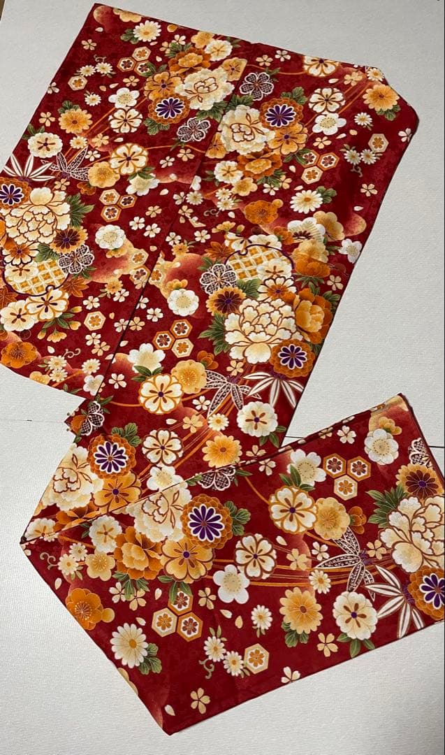 洗えるレディース二尺袖着物、華やかな色二尺袖着物　卒業式　着物