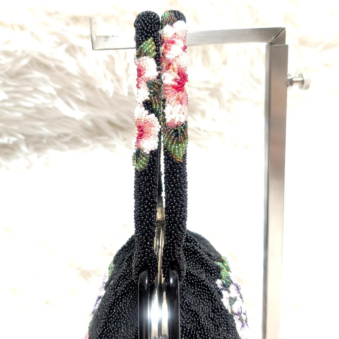 美品！　ビーズバッグ　手刺繍 花　カラフル　鮮やか　和装
