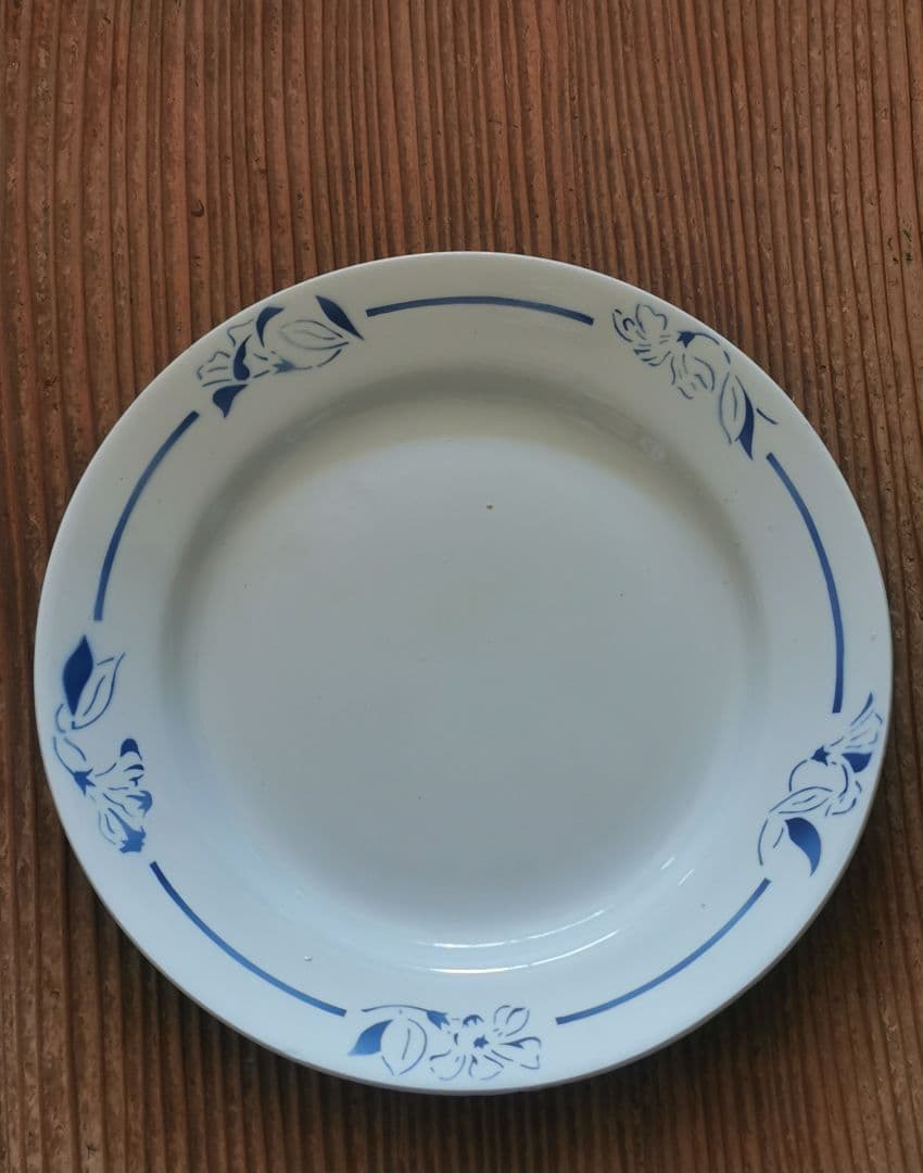 アンティーク クレイユモントロー インディゴの水仙 22㎝プレート２枚セット α