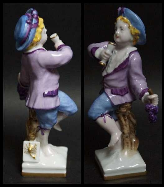 ベルリン王立磁器製陶所 KPM 手描きフィギュリン少年 葡萄狩り 人形 西洋美術