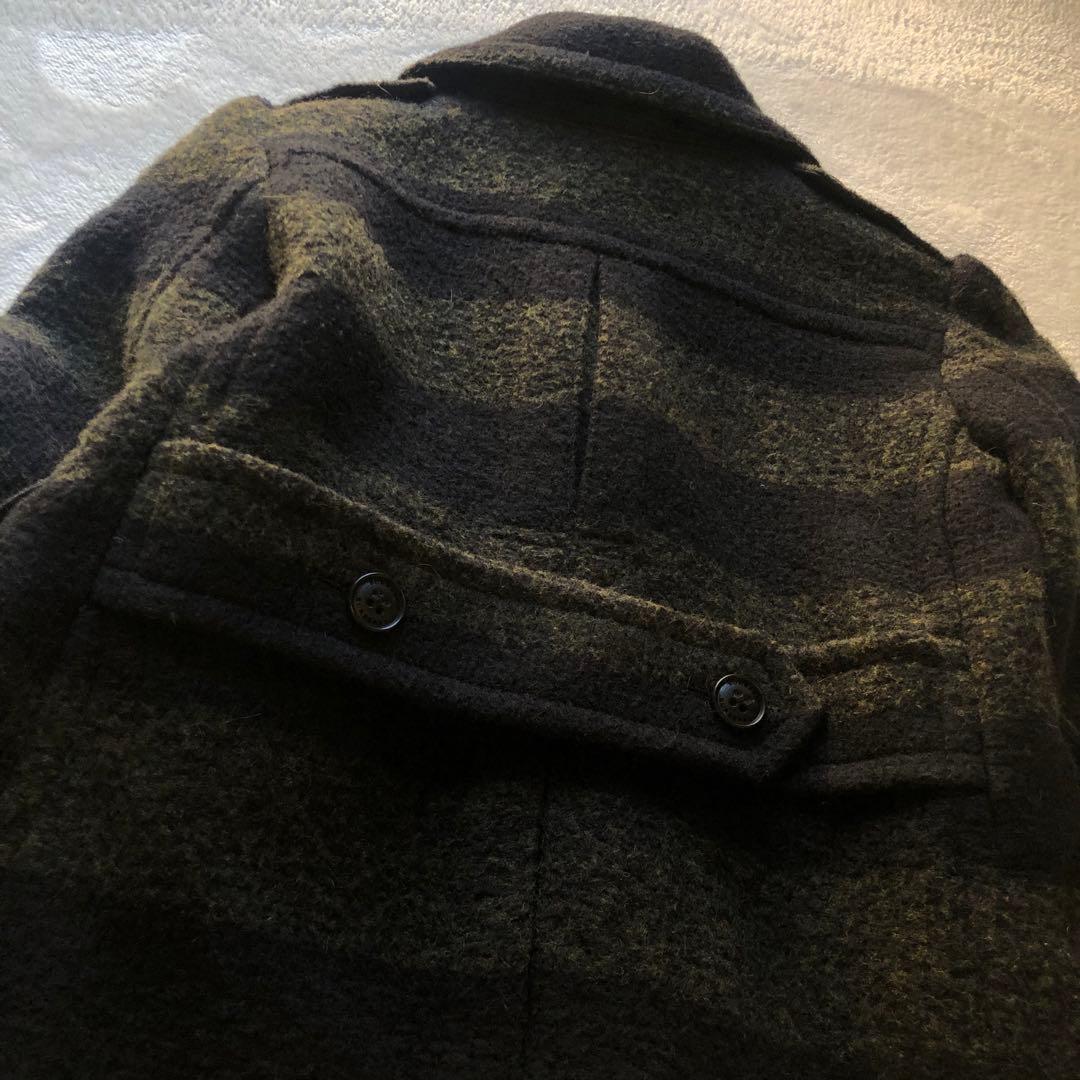 【美品✨】バーバリーチルドレン ウール レザー チェック コート グリーン系