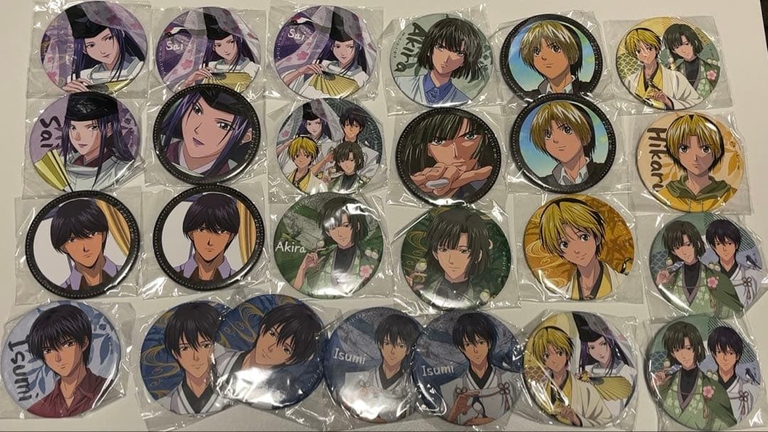 ヒカルの碁　花鳥風月　缶バッジ　進藤ヒカル　佐為　塔矢アキラ　伊角