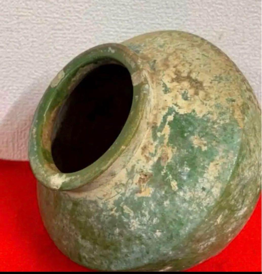古美術　中国 漢時代緑釉壺 古陶器Y03