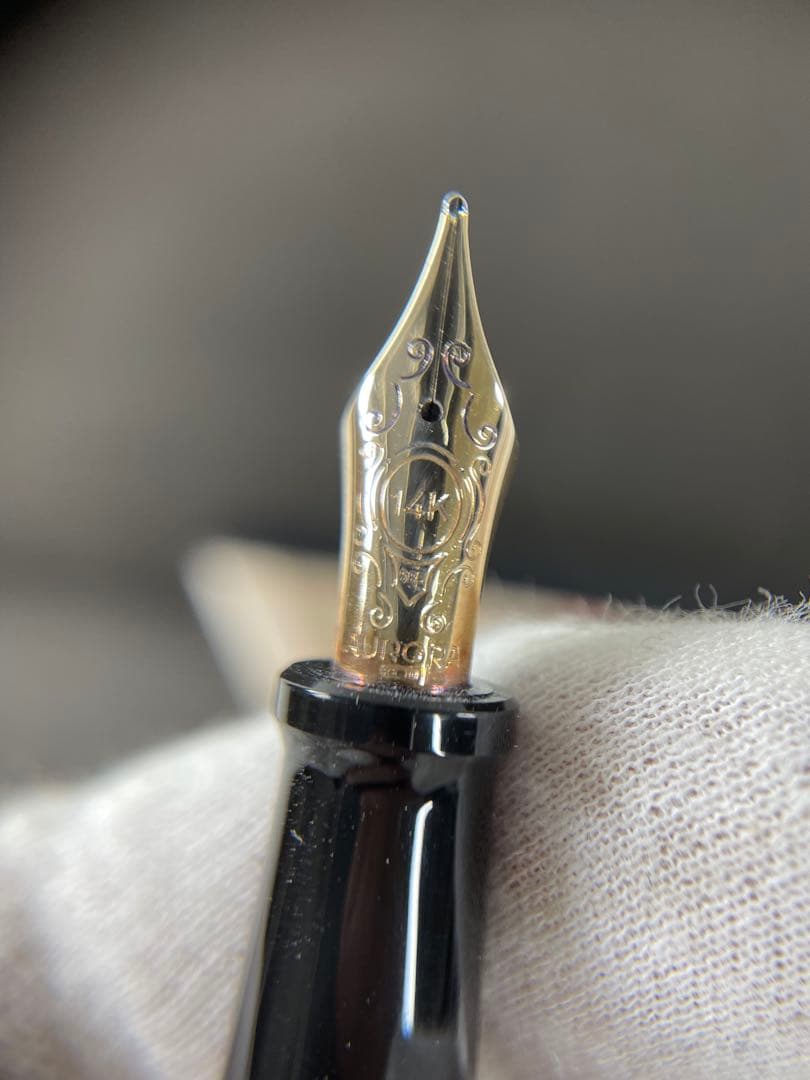 AURORA 赤 万年筆 14K