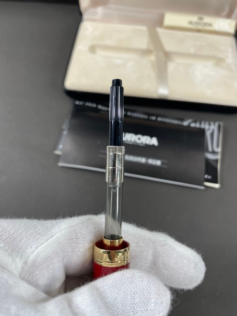 AURORA 赤 万年筆 14K