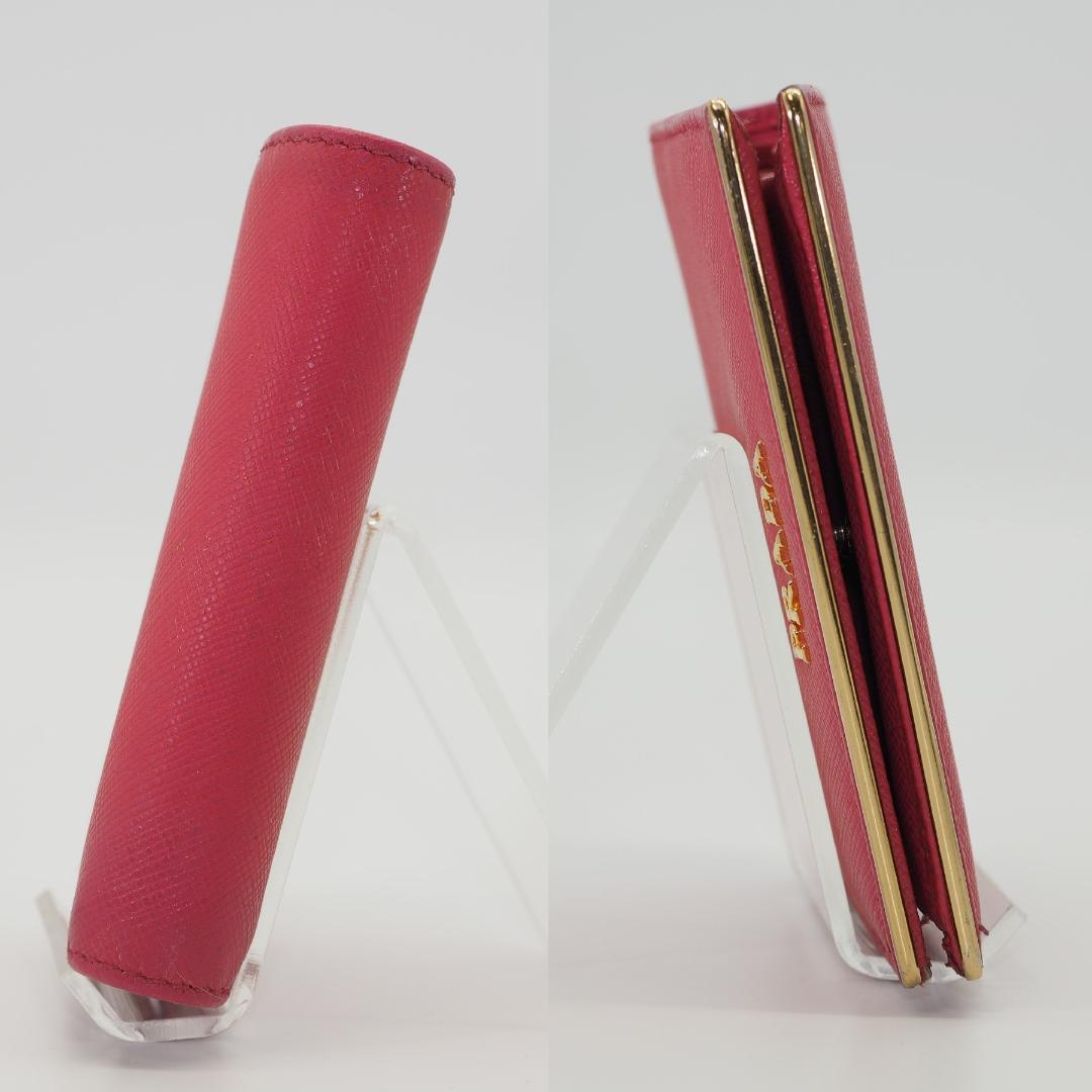 PRADA プラダ サフィアーノ レザー 二つ折り財布 ピンク系 ゴールド金具