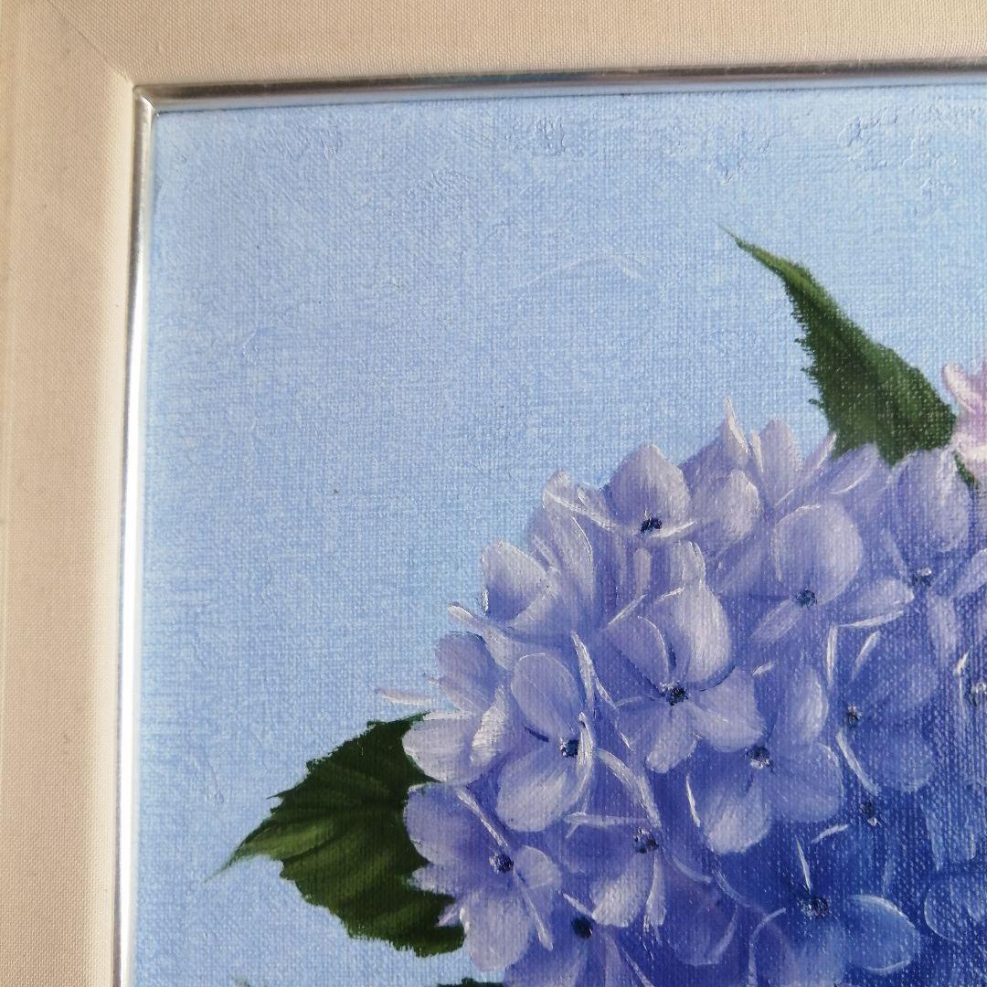 安田英明　「紫陽花」　油彩画 　額装　F4　　あじさい