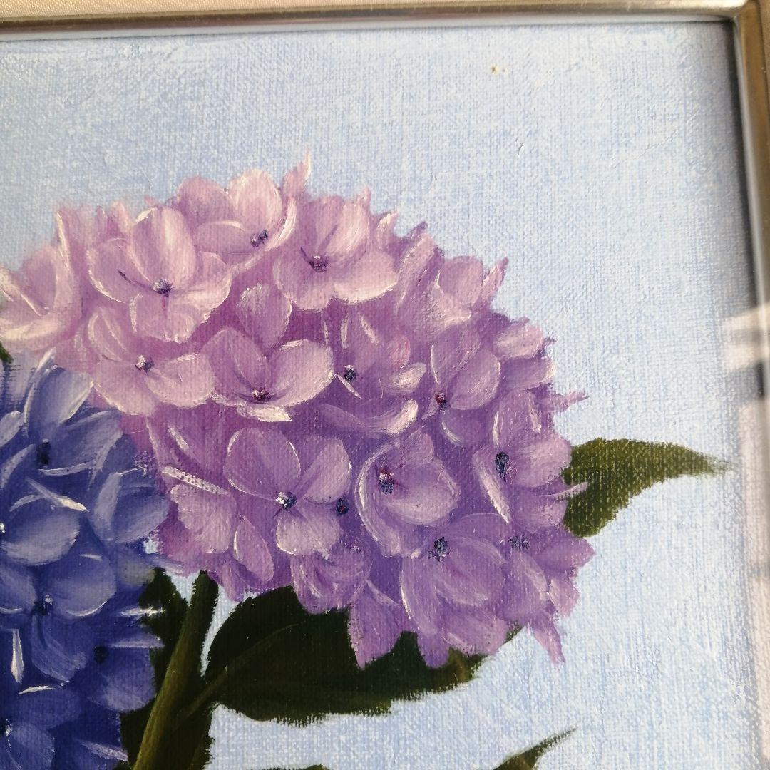 安田英明　「紫陽花」　油彩画 　額装　F4　　あじさい