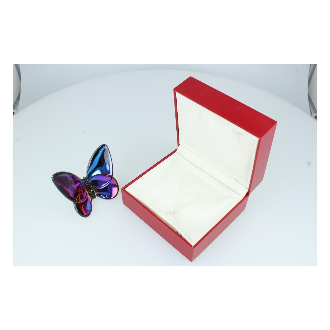 ピ*ル様 Baccarat バカラ クリスタル バタフライ 青蝶 オブジェ 箱付