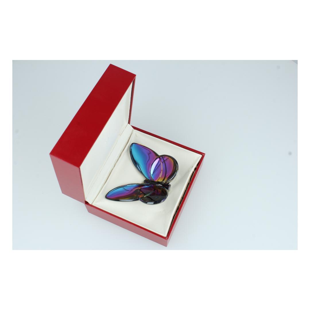 ピ*ル様 Baccarat バカラ クリスタル バタフライ 青蝶 オブジェ 箱付